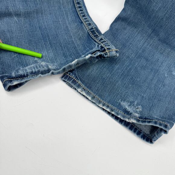 BKE Carter Jeans Mens 32 (32x31 ACTUAL) Bootcut Blue Denim Distressed UTILITY - Picture 9 of 14